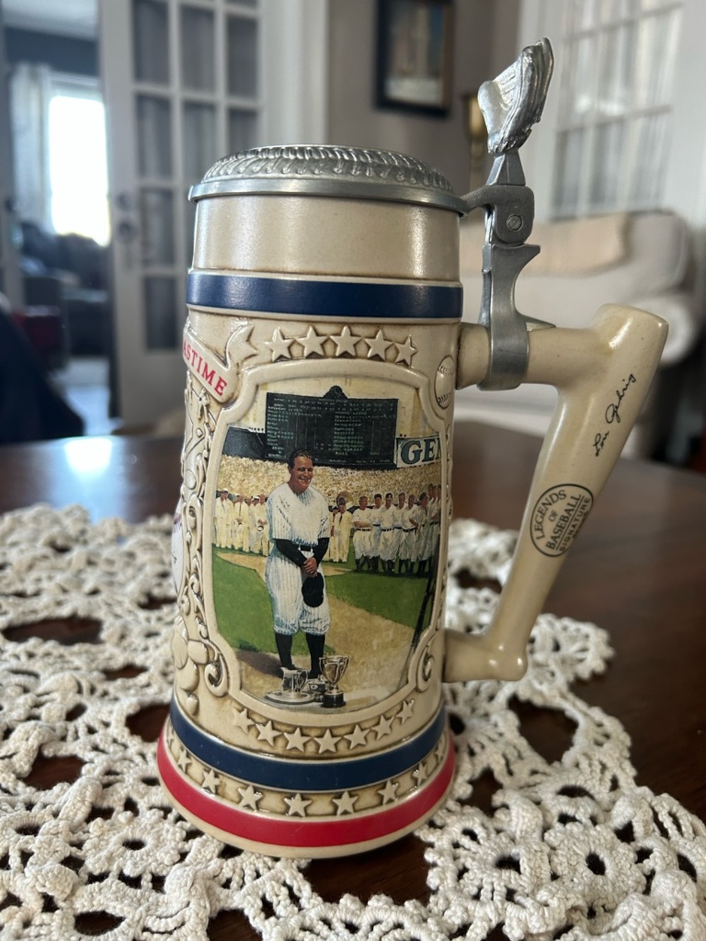 Bradford exchange Lou Gehrig beer stein COA